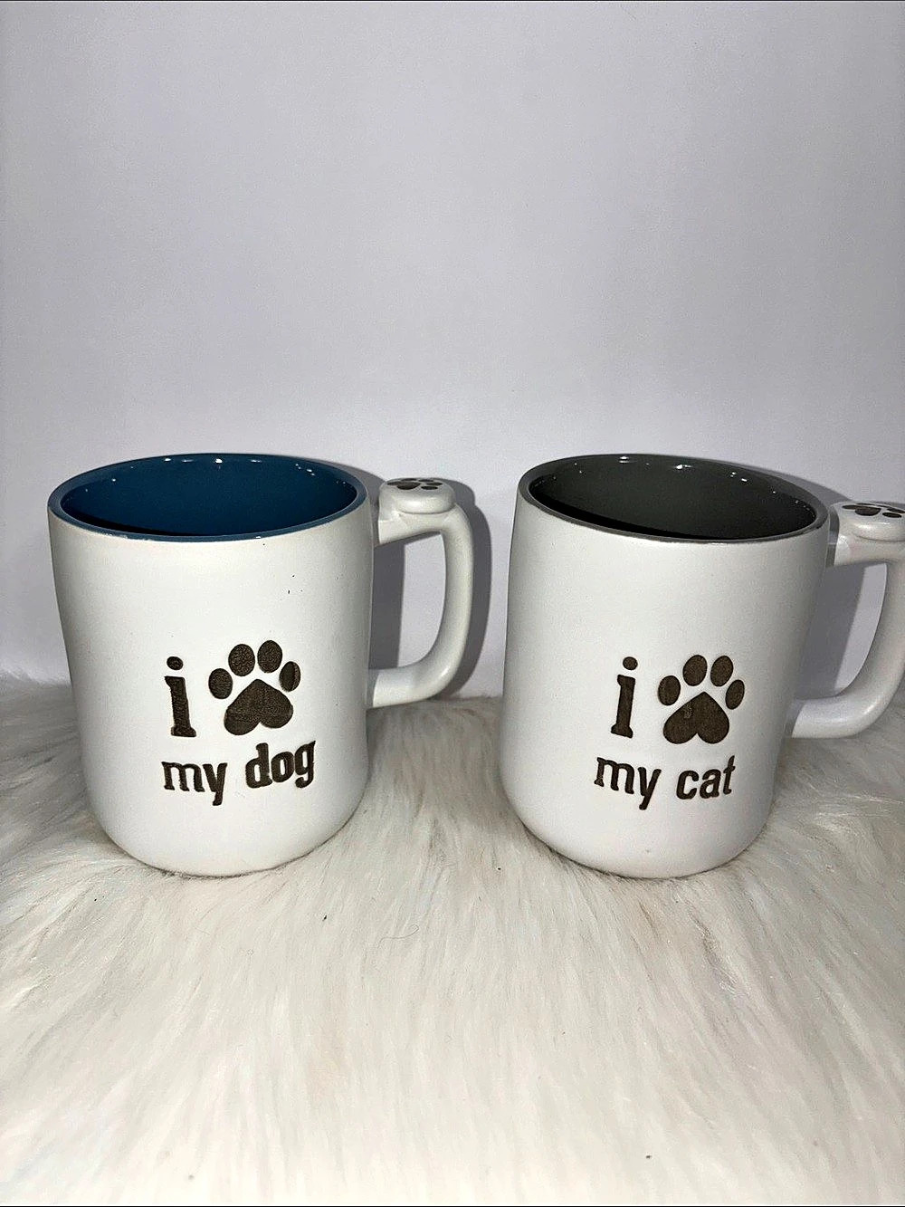 Pavilion Pet Lover Dog & Cat Mugs White & Blue